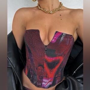 White Fox Boutique Red and Black Crop Top